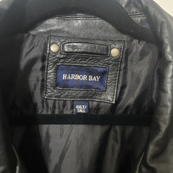 Harbor Bay Genuine Leather Black Biker Outlaw Jacket 4XL Tall - Picture 5 of 11